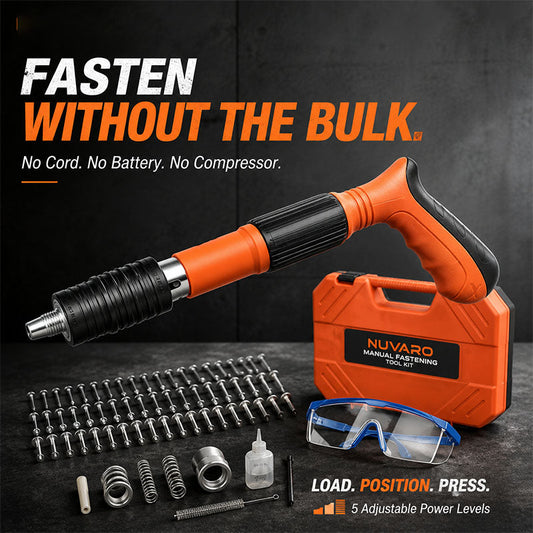 🔨 5-Level Manual Fastening Tool Kit – Cordless DIY Wall Fastener with 100 Nails