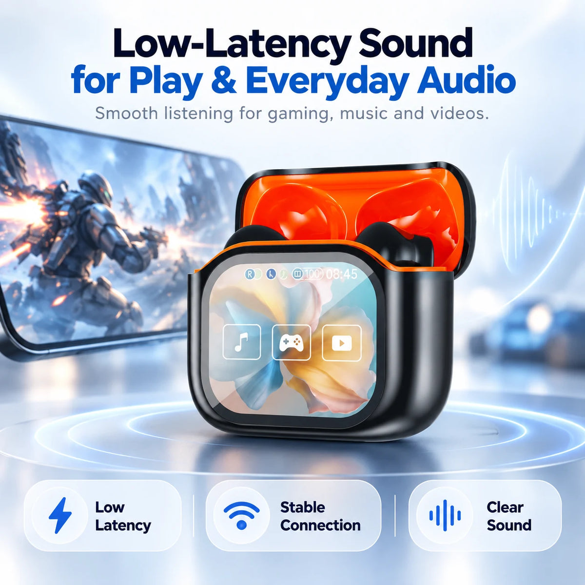 🌍 AI Translation Earbuds – 144 Languages, Smart Touchscreen & Noise-Canceling Audio