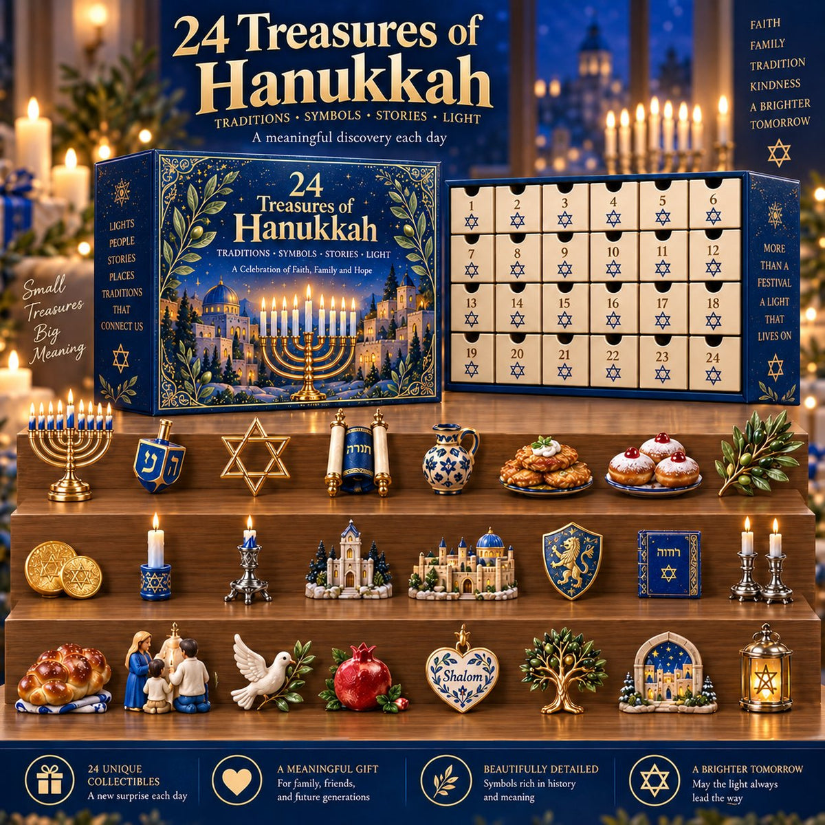 🕎 24 Treasures of Hanukkah – 24-Drawer Acrylic Keepsake Collection