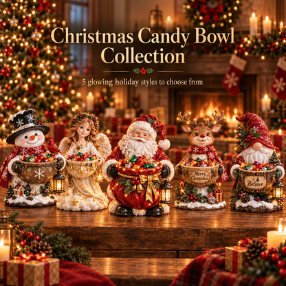 🎄 Lighted Christmas Candy Bowl – 5 Festive Character Styles