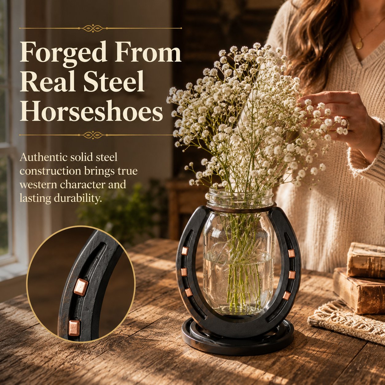 🌻Handmade Horseshoe Mason Jar Holder Collection