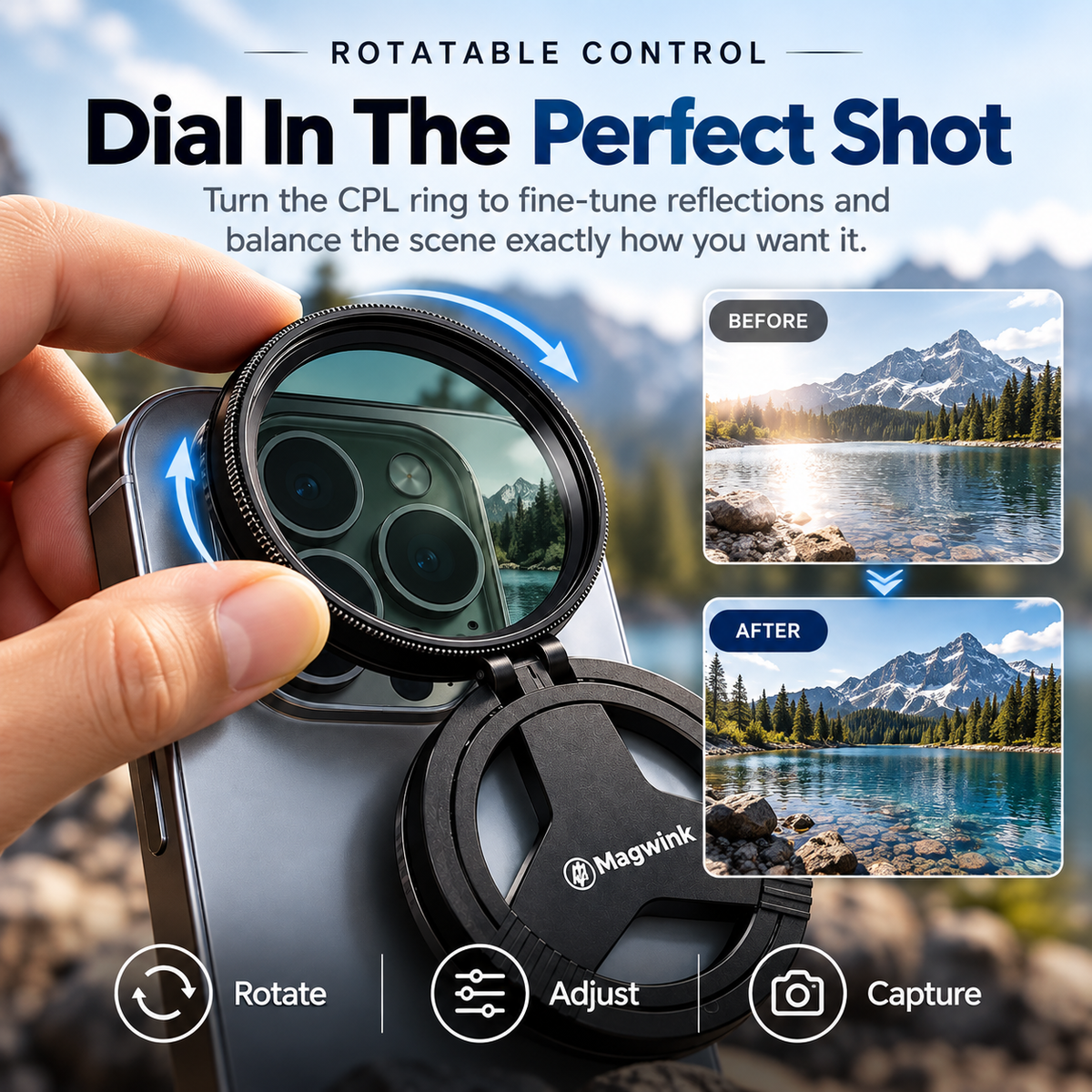 📸✨ Magnetic CPL Phone Camera Filter 🔥 Anti-Glare Polarizing Lens | HD Optical Coating 🌈 Quick Snap-On & Rotatable Design 📱