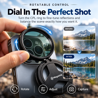 📸✨ Magnetic CPL Phone Camera Filter 🔥 Anti-Glare Polarizing Lens | HD Optical Coating 🌈 Quick Snap-On & Rotatable Design 📱