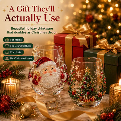 ✨Magical Christmas 3D Glass Cup Collection – Santa, Reindeer, Snowman & Christmas Tree