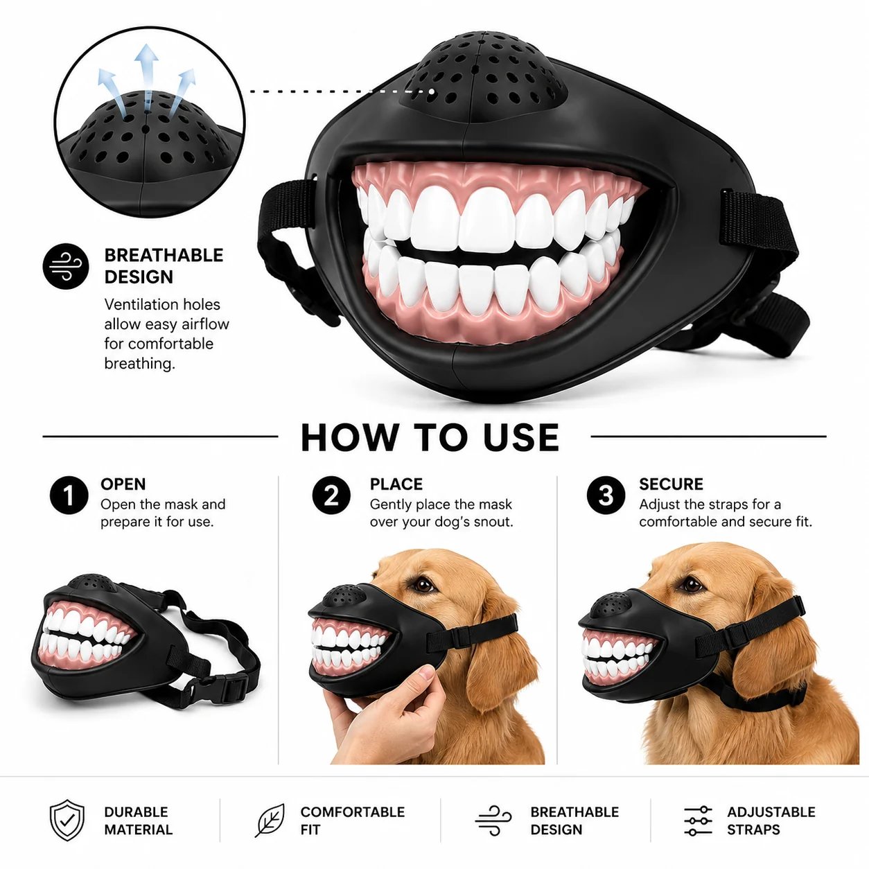 👹Halloween K9 Smile Muzzle