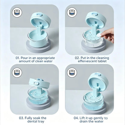 Travel Retainer Cleaner Case with Mirror & Drain Tray