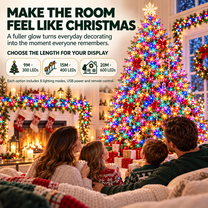 ✨ Fill Every Branch with Light — USB Cluster Christmas Lights with Remote | 8 Modes, 300–600 LEDs