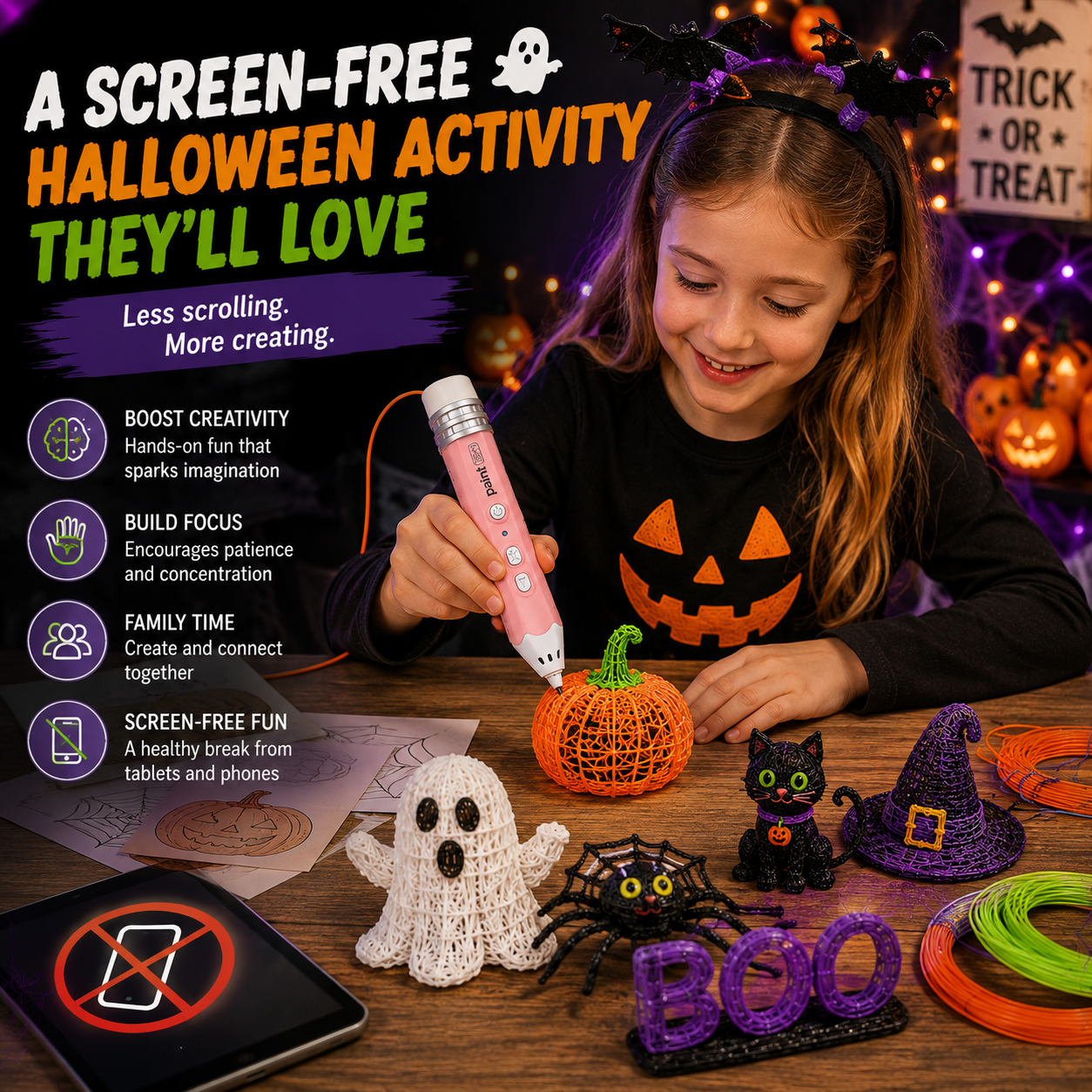 🎃Wireless 3D Drawing Pen-Turning Halloween Ideas Into Something You Can Hold