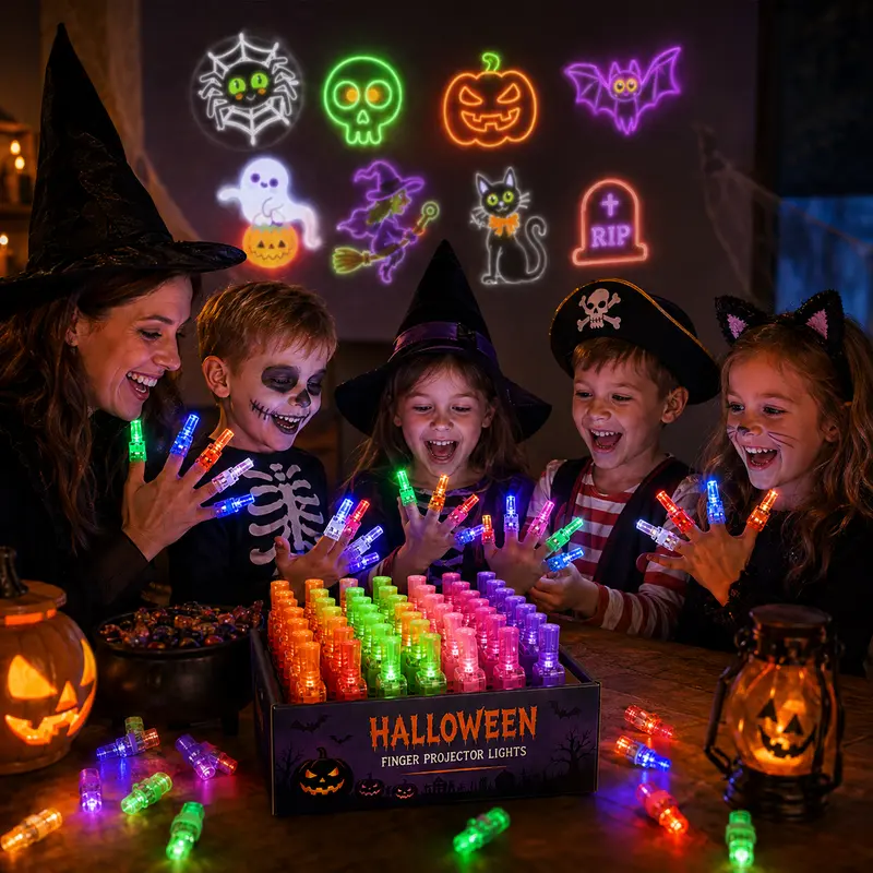 🎃 Halloween LED Projector Rings | Spooky Light-Up Party Favors for Kids
