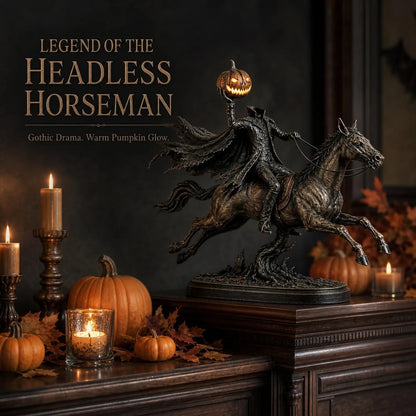 🎃 HOT SALE | Lighted Headless Horseman Statue – LED Pumpkin Halloween Decor for Mantel, Desk & Home