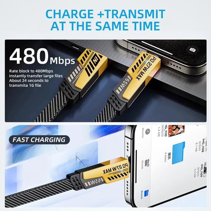 ⚡ Dual-Pack Fast Charging Adapter – USB-C & USB-A Multi-Port Charge