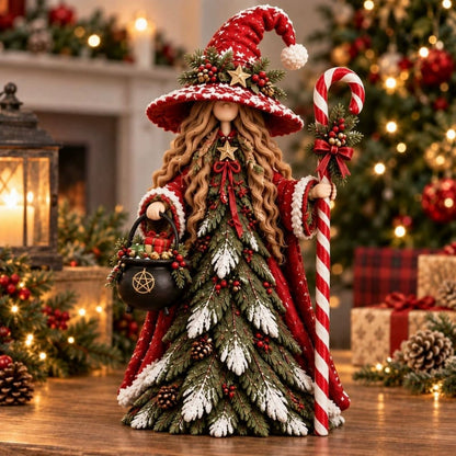 Christmas decorative figure in the shape of a Christmas tree – Santa Claus, snowman & Christmas witch with festive details
