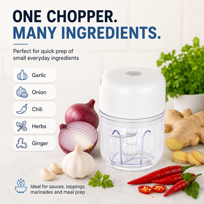 ⚡ 250ml Mini Electric Food Chopper  3-Blade One-Touch Garlic & Veggie Cutter