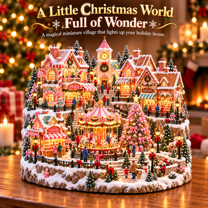 🔥Last Day 50%🎄 🍬Magical Christmas Candy Village – ✨Lighted Miniature Holiday Wonderland with Carousel