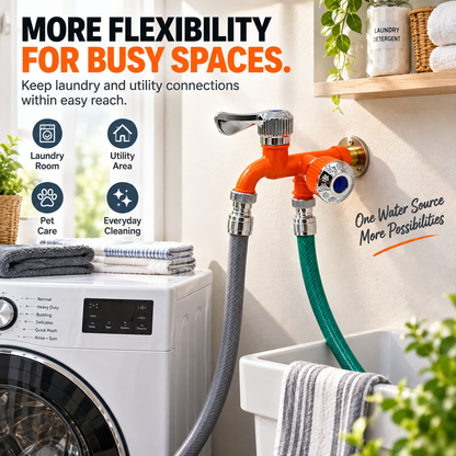 💧 Dual-Outlet Faucet – Two Water Lines, No More Hose Switching