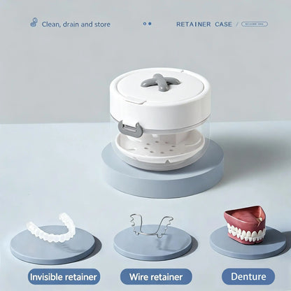 Travel Retainer Cleaner Case with Mirror & Drain Tray
