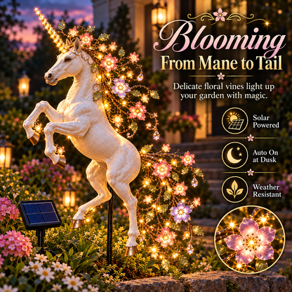 🦄 Enchanted Bloom Unicorn Solar Garden Light – Floral LED Outdoor Yard Decor