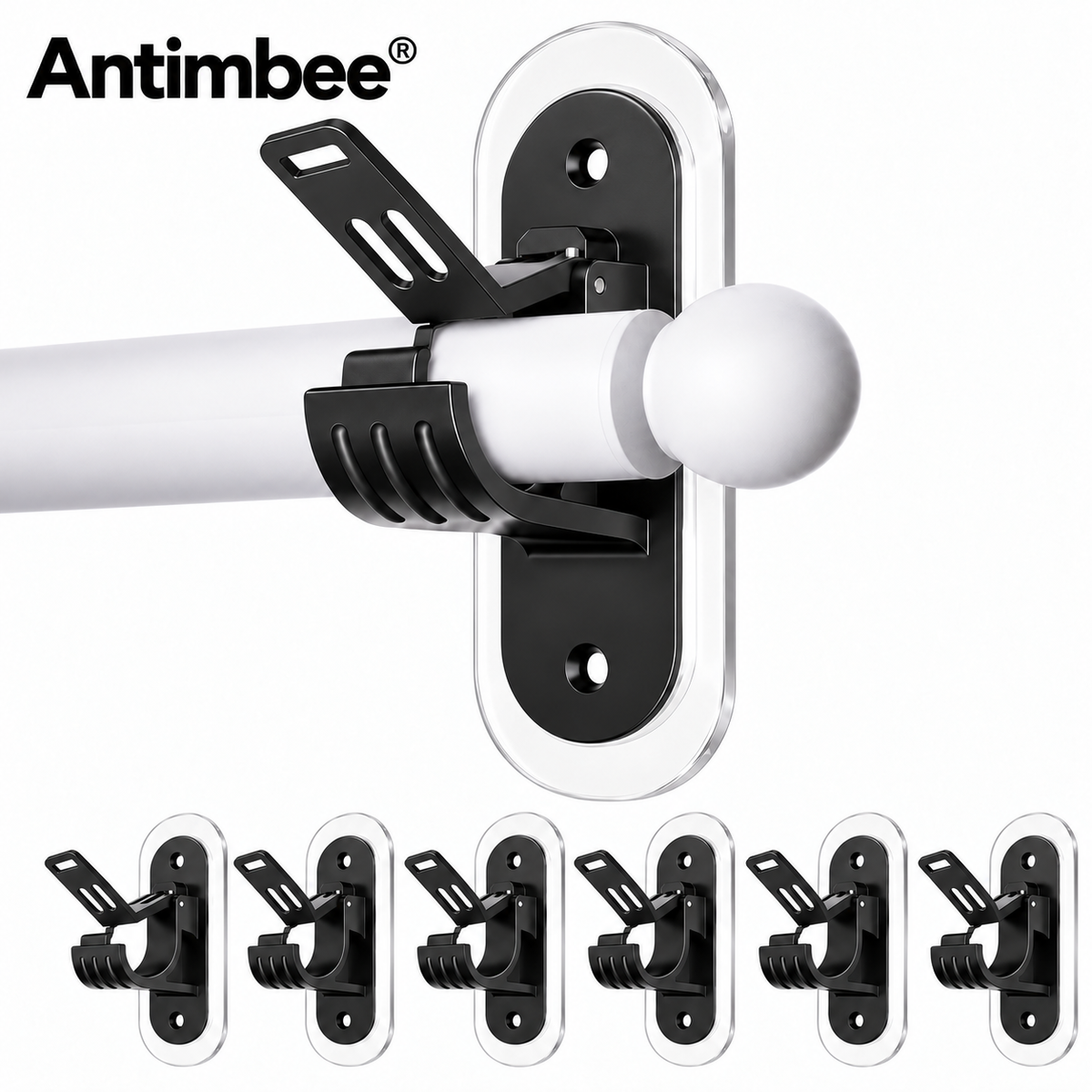 No-Drill Curtain Rod Brackets – Easy Peel & Stick, 4-Pack
