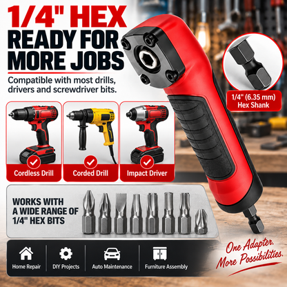 90° Right Angle Drill Adapter – Reach Screws in Tight Spaces