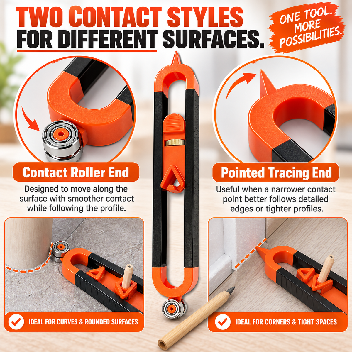 📐Contour Gauge Scribe Tool with Lock and Pencil🏠
