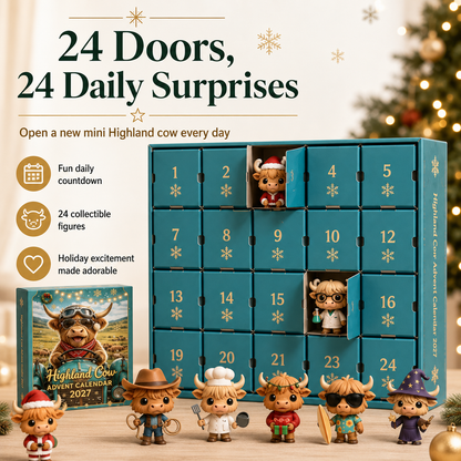 Highland Cow Advent Calendar – 24 Days of Cute Collectible Christmas Surprises