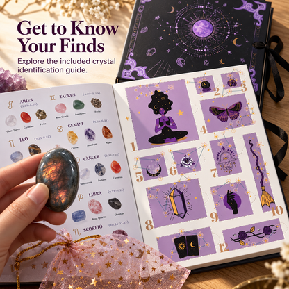 💎12-Day Crystal Advent Calendar – Gemstone Surprise Countdown Gift Box