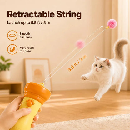 😼🐾 2026 New Interactive Automatic Retractable Cat Teaser with Plush Ball