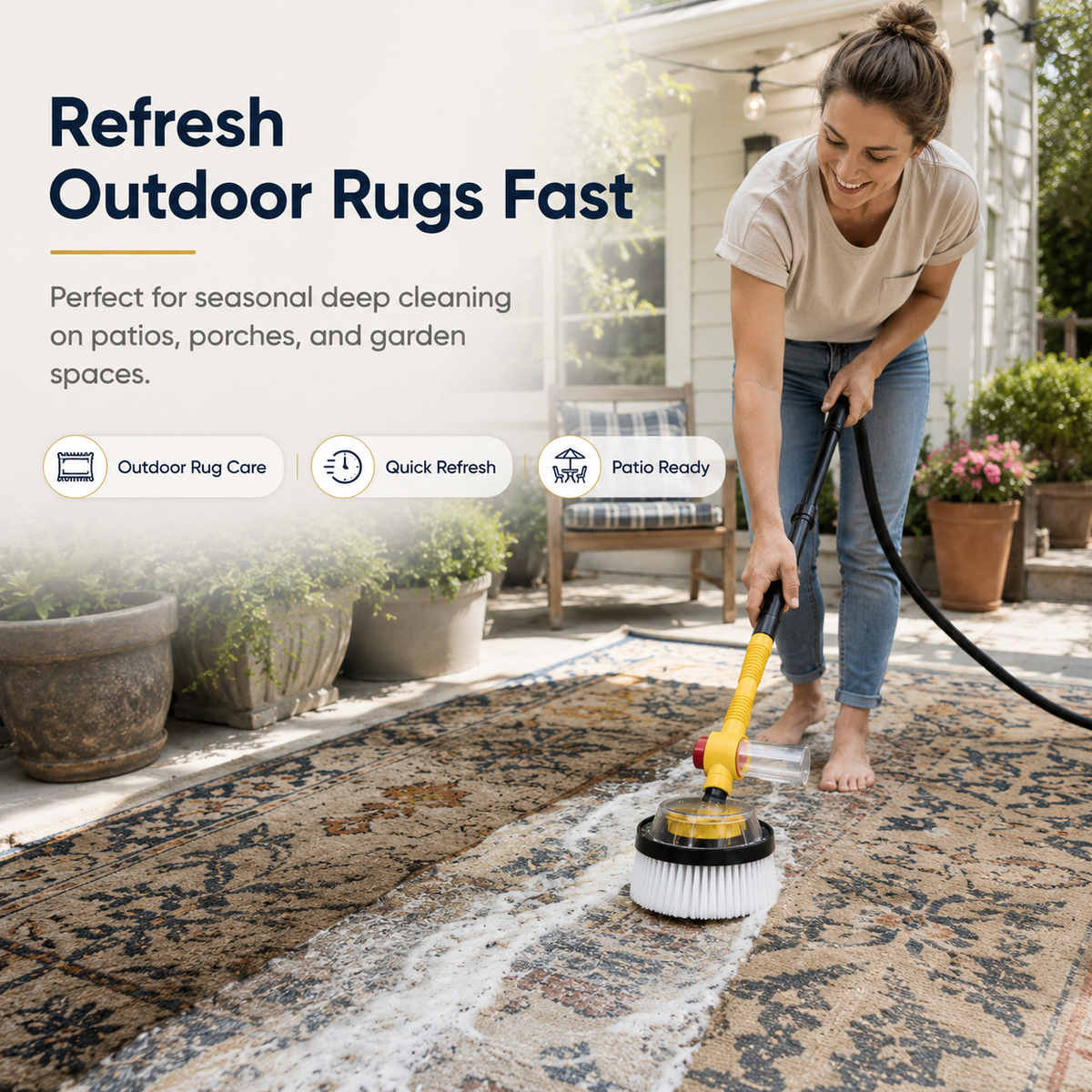 💦Water-Assisted Deep Cleaning Scrub Brush for Rugs, Car Wash, Patios & Outdoor Surfaces