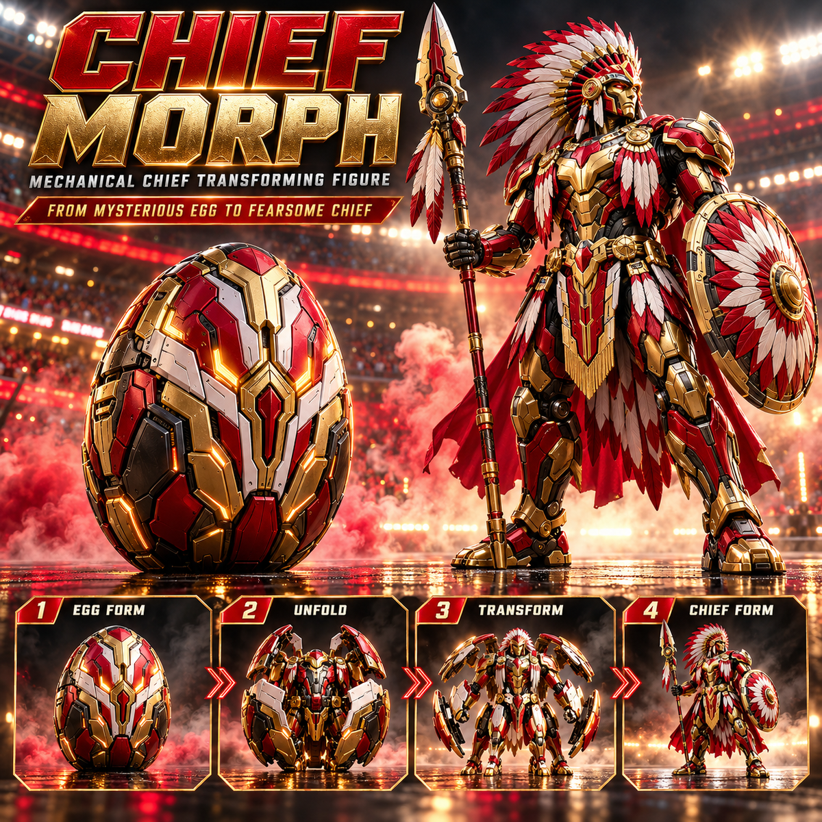 ⚙️ ChiefMorph Egg-to-Warrior Transforming Figure – Mechanical Armor Collectible