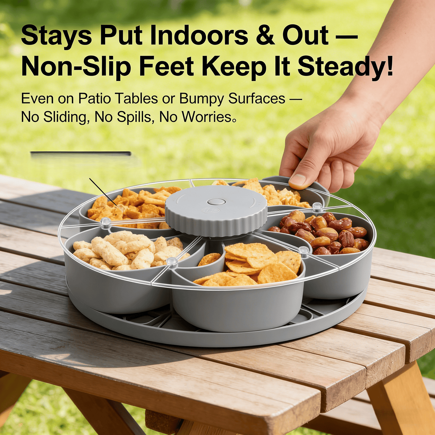🎁Buy 2 Get Free Shipping！🍽️ Rotating 5-Compartment Snack Tray