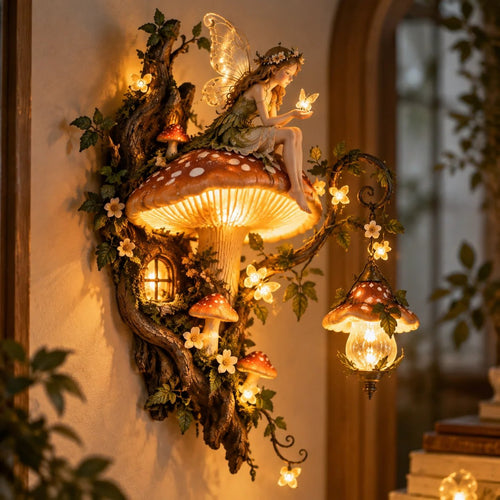 🧚 Enchanted Fairy Mushroom Wall Light – Magical 3D Forest Décor