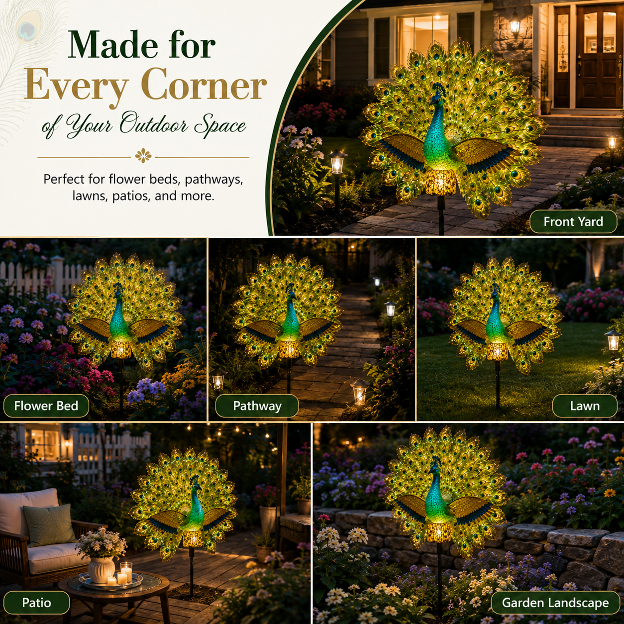 🦚 Solar Peacock Garden Light — Decorative Day & Night Garden Art