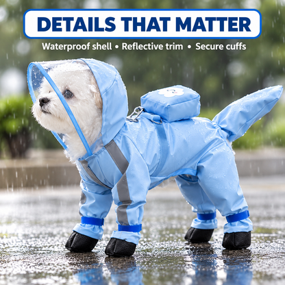 🌧️Small Dog Raincoat and Rain Shoes Set🎒