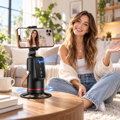 📱360° Auto Face Tracking Phone Holder – Gesture Control Hands-Free Vlogging Stand