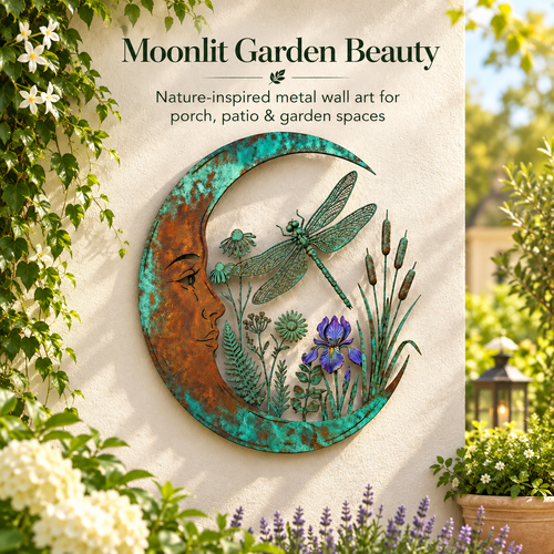 🌜Crescent Moon Garden Wall Decor – 6 Nature-Inspired Metal Styles