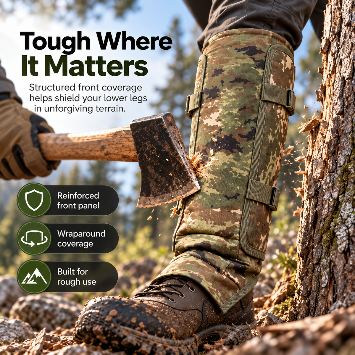🥾 Protective Lower-Leg Gaiters – Adjustable Guards for Hiking, Hunting & Rough Terrain