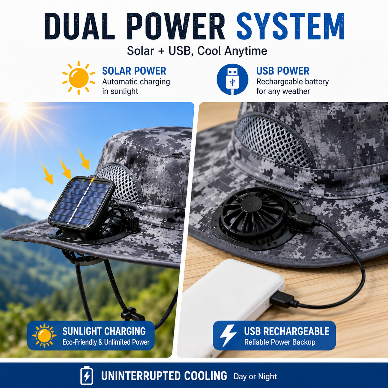 🔥HOT SALE NOW 45% OFF🔥Solar Cooling Sun Hat – Portable Fan Cap
