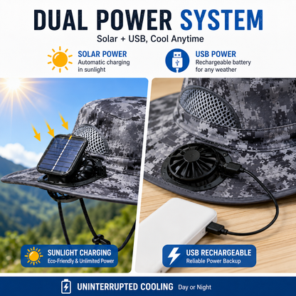 🔥HOT SALE NOW 45% OFF🔥Solar Cooling Sun Hat – Portable Fan Cap