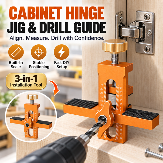 3-in-1 Cabinet Hinge Jig & Drill Guide – Align, Measure & Drill with Confidence