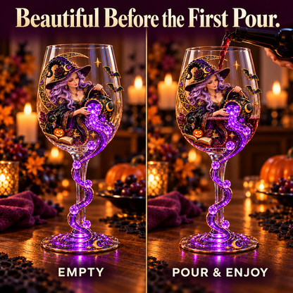 🎃 Enchanted Halloween Wine Glass – ✨ Stunning 3D Details for Spooky Sips & Magical Nights