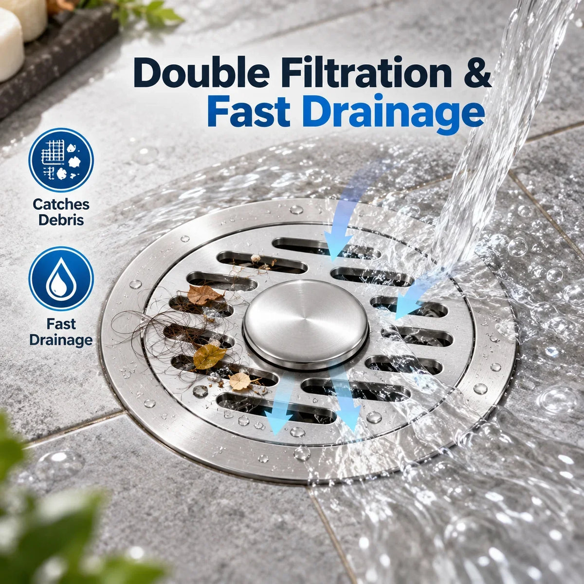 🎁304 Stainless Steel Automatic Anti-Odor Floor Drain