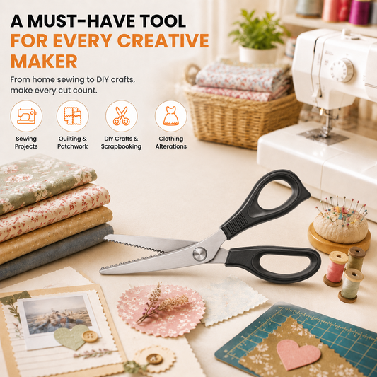✂️Professional Pinking Shears – Stainless Steel Zigzag Fabric Cutting Scissors✨🧵