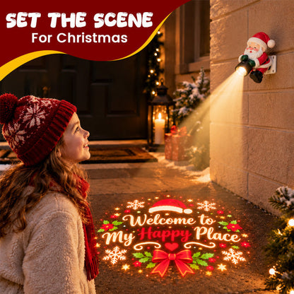 🎅 Santa Christmas Welcome Projector – Colorful Holiday Greeting Light with Adjustable Projection & Remote Power Control