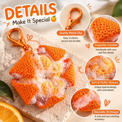 🍊 Crochet Orange Bag Charm – Cute Citrus Accessory for Bags, Backpacks & Keys ✨🎁
