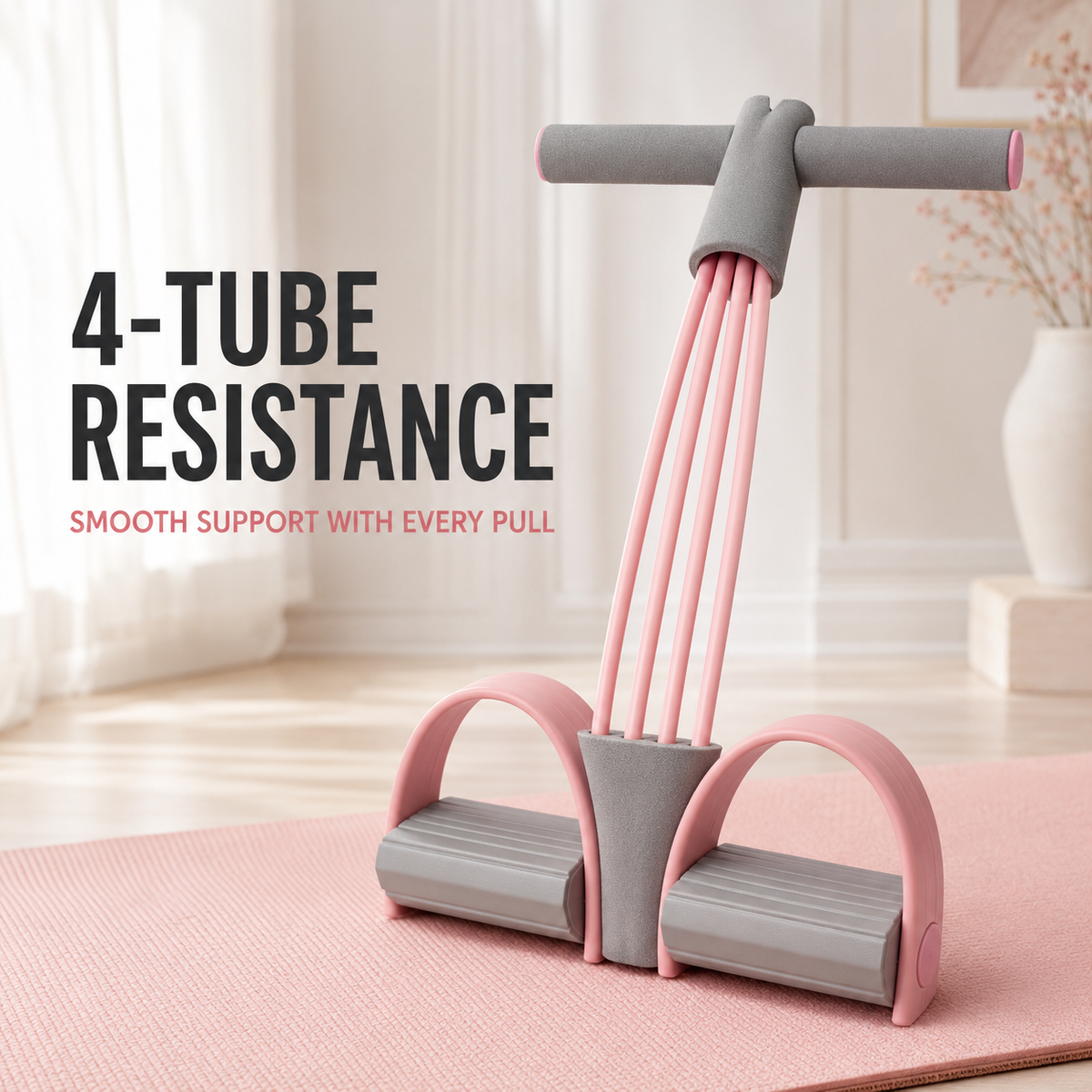 💪 4-Tube Pedal Resistance Trainer – Full-Body Home Workout