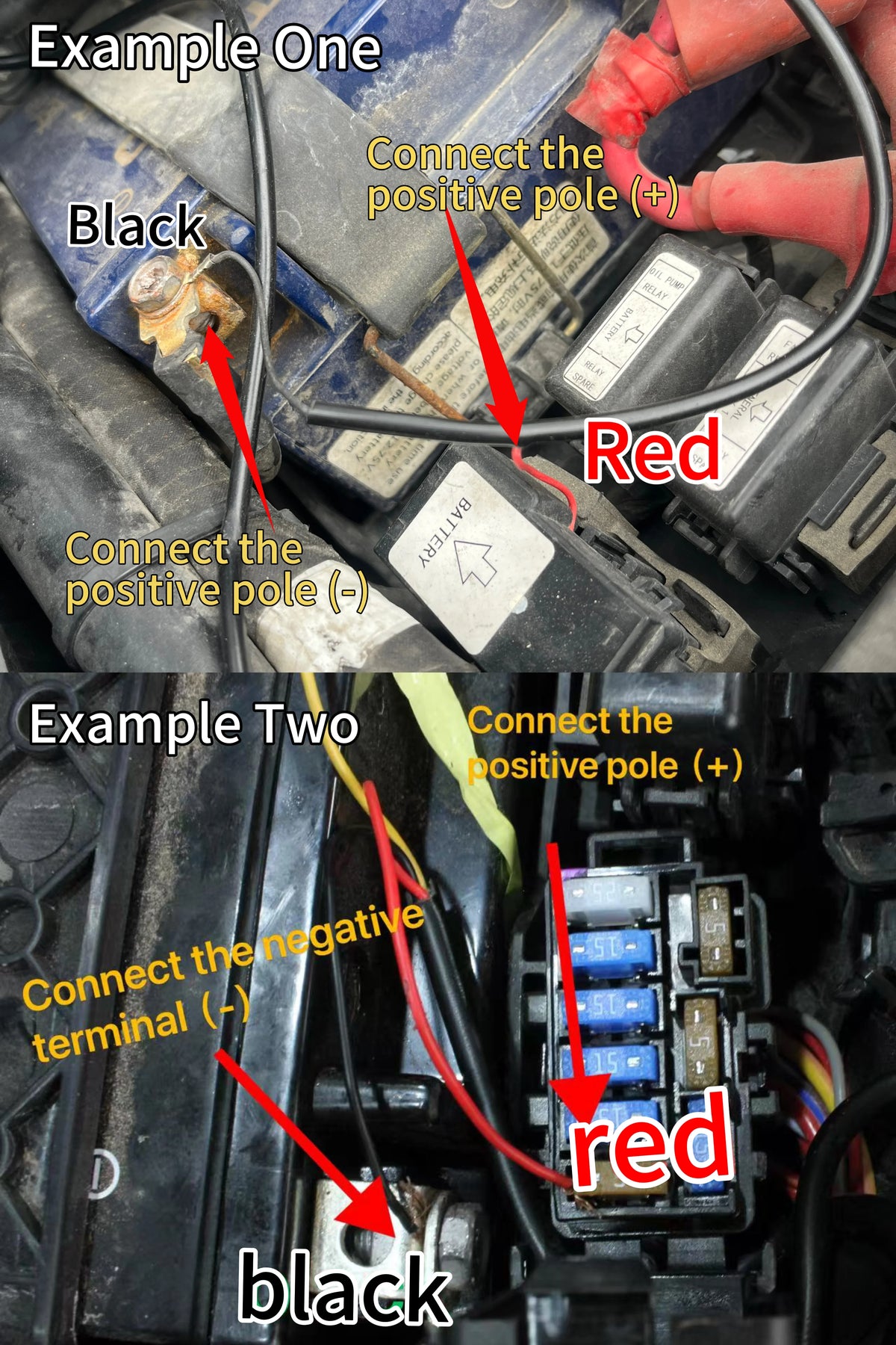 Examples of motorcycle plate bracket battery power connections