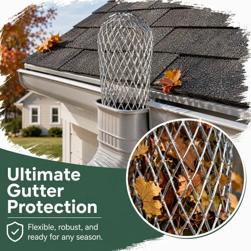 🍂 Expandable Metal Gutter Guard – Flexible Anti-Clog Downspout Leaf & Debris Strainer