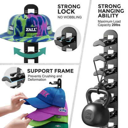 🧢 Wall-Mounted Hat Organizer – Holds Up to 20 Caps