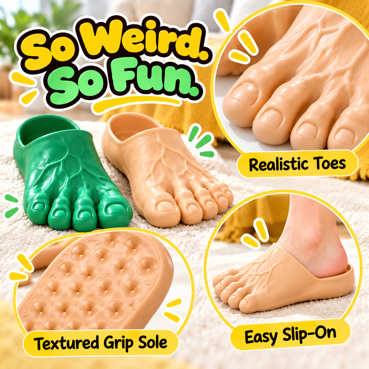 👣🎃 Halloween Monster Big Toe Slide Sandals – Funny Unisex Novelty Slippers for Spooky Season & Costume Parties 👹