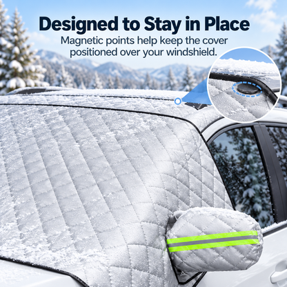 ❄️ Quilted Windshield Snow Cover with Mirror Protection for Winter